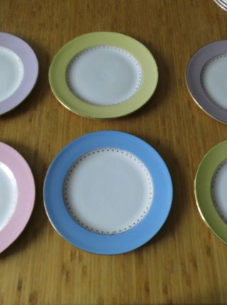 Ensemble de 6 assiettes plates  de couleur