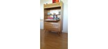 Secrétaire rotin vintage scandinave pieds compas 