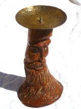 bougeoir ancien artisanal en bois