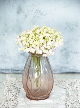 Petit vase en verre moulé rosé années 40/50