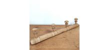 Porte manteau bois brut vintage 4 patères champignon