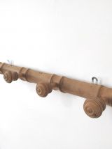 Porte manteau bois brut vintage 4 patères champignon