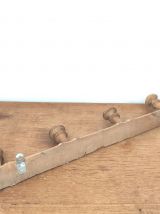 Porte manteau bois brut vintage 4 patères champignon