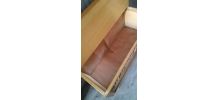 Coffre banc osier rotin vintage scandinave pieds compas 