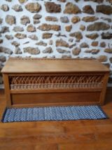 Coffren en bois et rotin