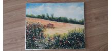 Peinture à l'huile - Champs de coquelicots