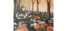 Tabeau-Peinture à l'huile - Original - Marché de Beziers