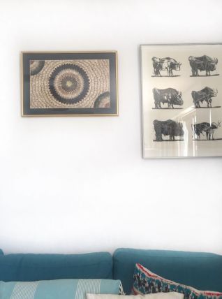 Tableau ancien d’art africain ailes de papillons