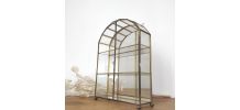 Vitrine vintage en verre , laiton et fond miroir