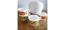 4 tasses à café arcopal, collection lotus 