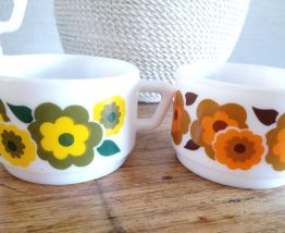 4 tasses à café arcopal, collection lotus 