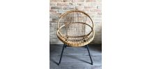 Fauteuil coquille en rotin vintage