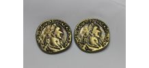 2 boutons ancien façon pièce de monnaie tête césar 