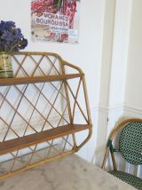 Superbe étagère rotin double esprit Louis Sognot 50s 60s