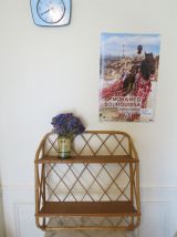 Superbe étagère rotin double esprit Louis Sognot 50s 60s