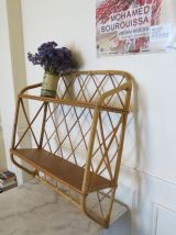 Superbe étagère rotin double esprit Louis Sognot 50s 60s
