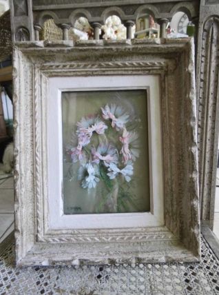 Tableau ancien  peinture sur plaques de verre multicouches