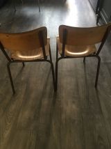 Duo de chaises écoliers vintage en bois