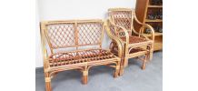 Ensemble salon de jardin en rotin vintage