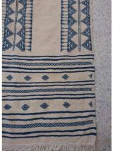 Tapis kilim beige et bleu fait main en pure laine 