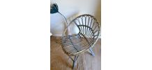 Fauteuil rotin coquille année 50