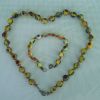 Collier de perles jaune en verre Murano original & bracelet