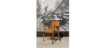 Fauteuil Scandinave skaï camel