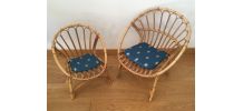 Deux fauteuils corbeille en osier (enfants)