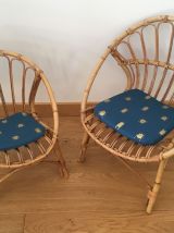 Deux fauteuils corbeille en osier (enfants)