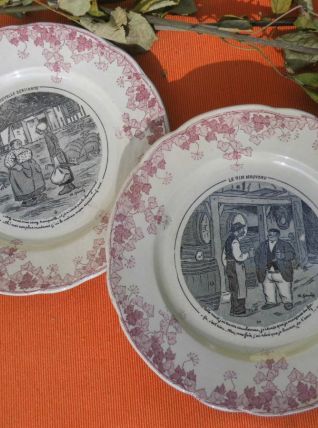 Paire d' assiettes parlantes "sujets GENTY" XIXème 