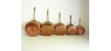 Lot de 5 casseroles française en cuivre étamé 