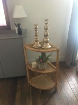Étagère  d’angle vintage bambou et cannage