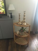 Étagère  d’angle vintage bambou et cannage