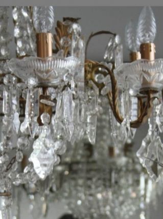 Lustre ancien en cristal et bronze