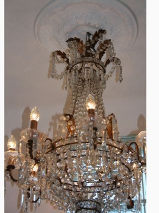Lustre ancien en cristal et bronze