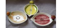 3 petites plats en faïence pour l'apéro / années 70