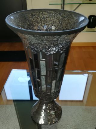 Vase de couleur gris/noir effet miroir