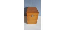 boîte en bois verni  rangement de fiches 3 compartiments