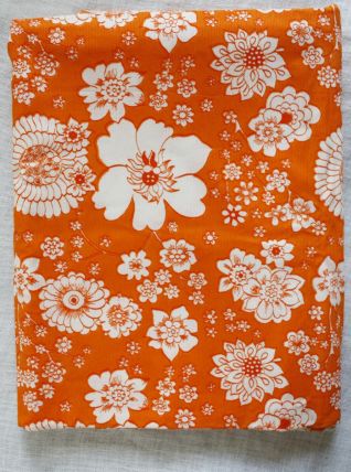 tissu d'ameublement vintage à fleurs orange 