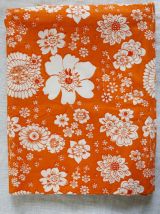 tissu d'ameublement vintage à fleurs orange 