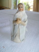3 santons XIX ème, cire, papier mâché, carton