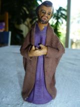3 santons XIX ème, cire, papier mâché, carton