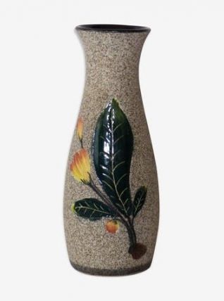 Vase grès décor floral