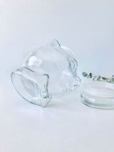 Bonbonnière en verre tête d’ours, pot hermétique vintage