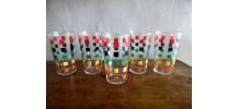 5 verres à orangeade vintage