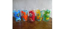 5 verres à orangeade vintage