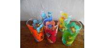 5 verres à orangeade vintage