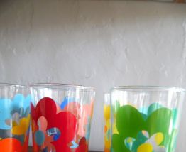 5 verres à orangeade vintage