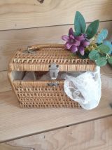 Valisette , Malette en osier et bois 