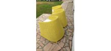 vends 3 fauteuils en rotin /osier de couleur jaune avec cous